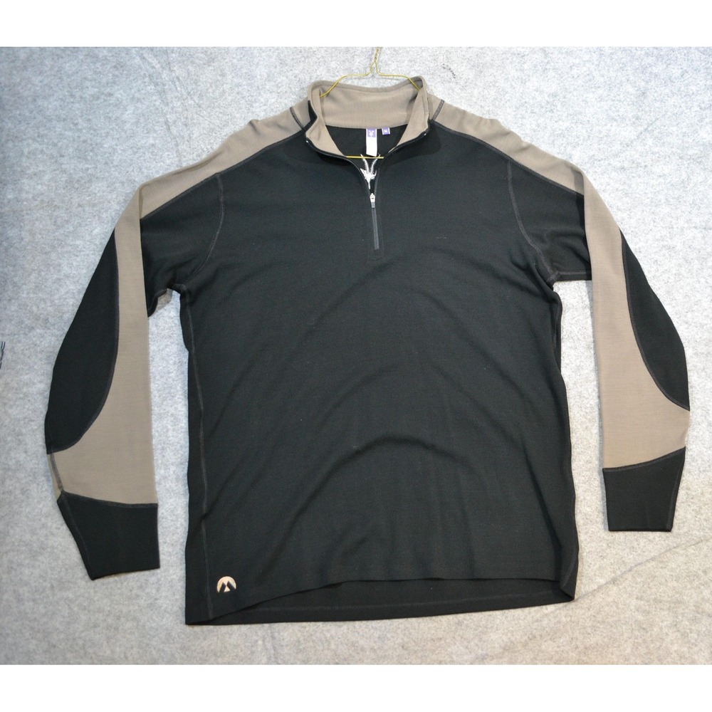 Ibex Shirt Mens XL Black Colorblock 1/4 Zip Merino Wool Made USA Base Layer Top